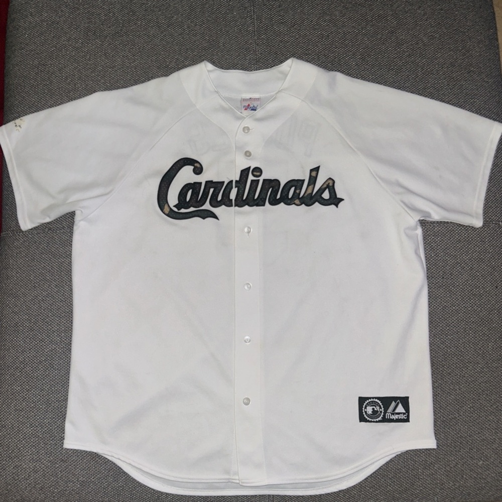 Vintage St Louis Cardinals Albert Pujols Camo Embroidered Baseball Jersey 2XL - Picture 3 of 6